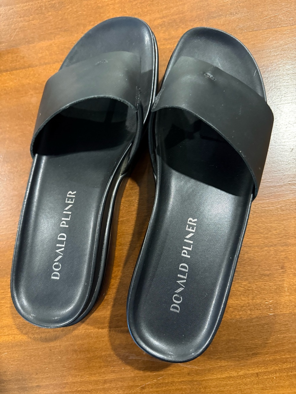 Donald Pliner Fifi Black Leather Slide Platform Sandals Size 8
